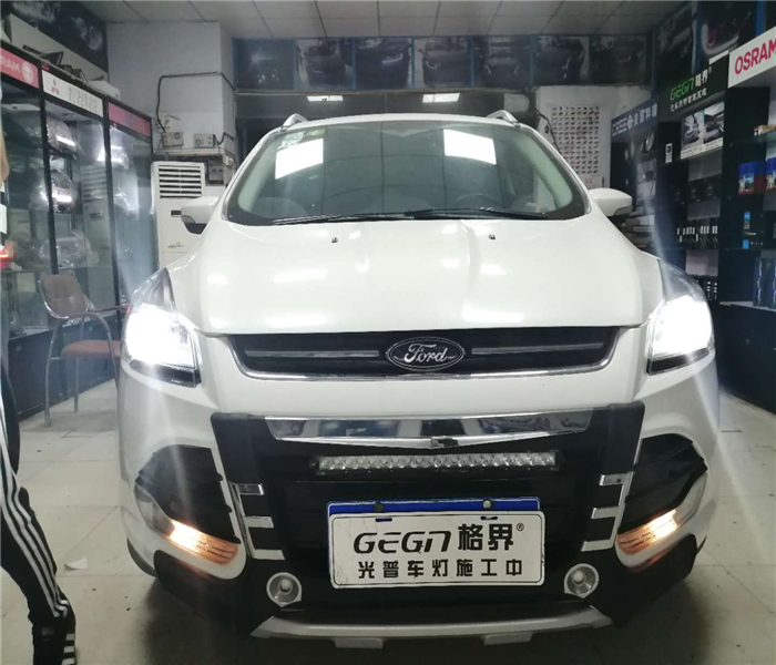 鄭州改燈 光普車燈 改裝福特 翼虎 升級格界海拉五雙光氙氣透鏡+格界LED頭燈